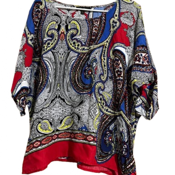 Melissa Paige Women Vibrant Multi Paisley Print Casual Blouse Sz-L - Picture 2 of 6